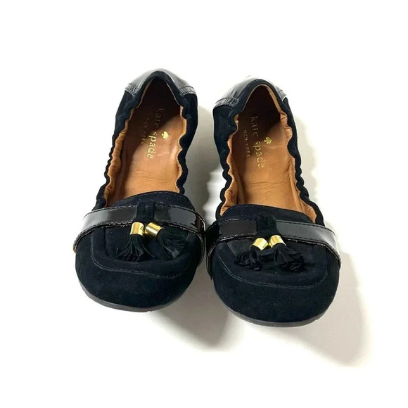 Kate Spade Black Suede NY Shirley Charm Loafer Flat Size 8M - Picture 2 of 8